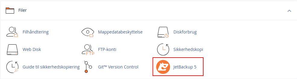 Vaelg JetBackup