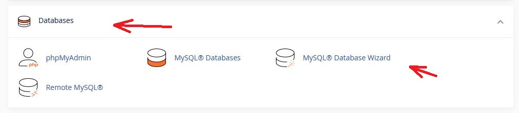cPanel - Databases og MySQL Database Wizard opsætning