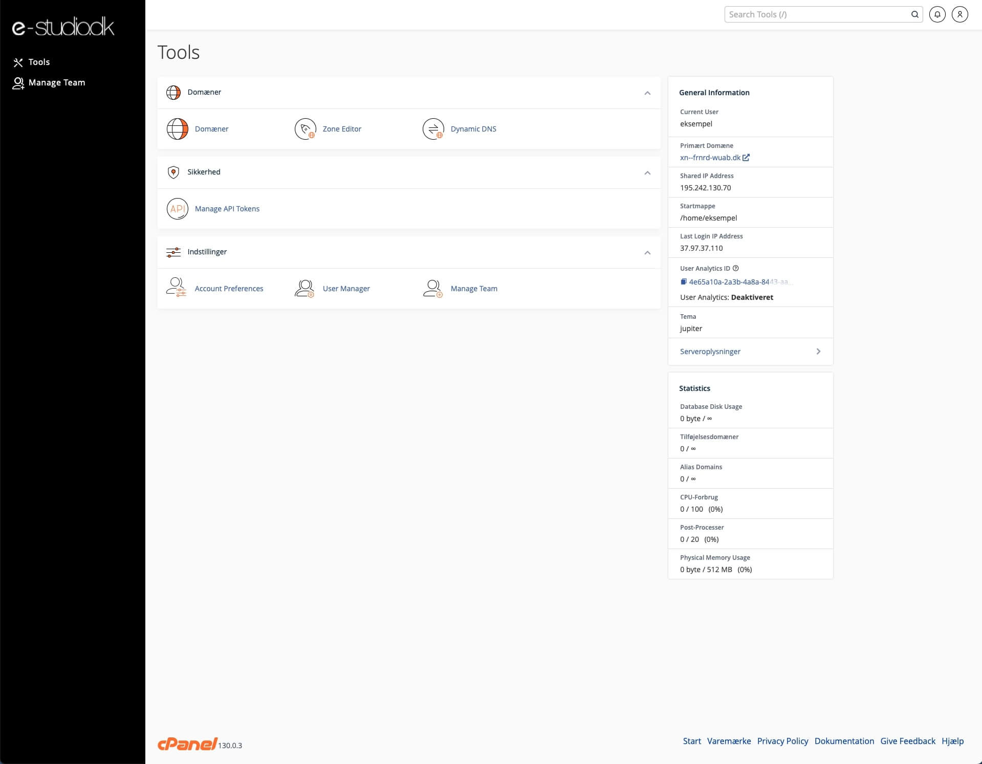 cPanel Kontrolpanel